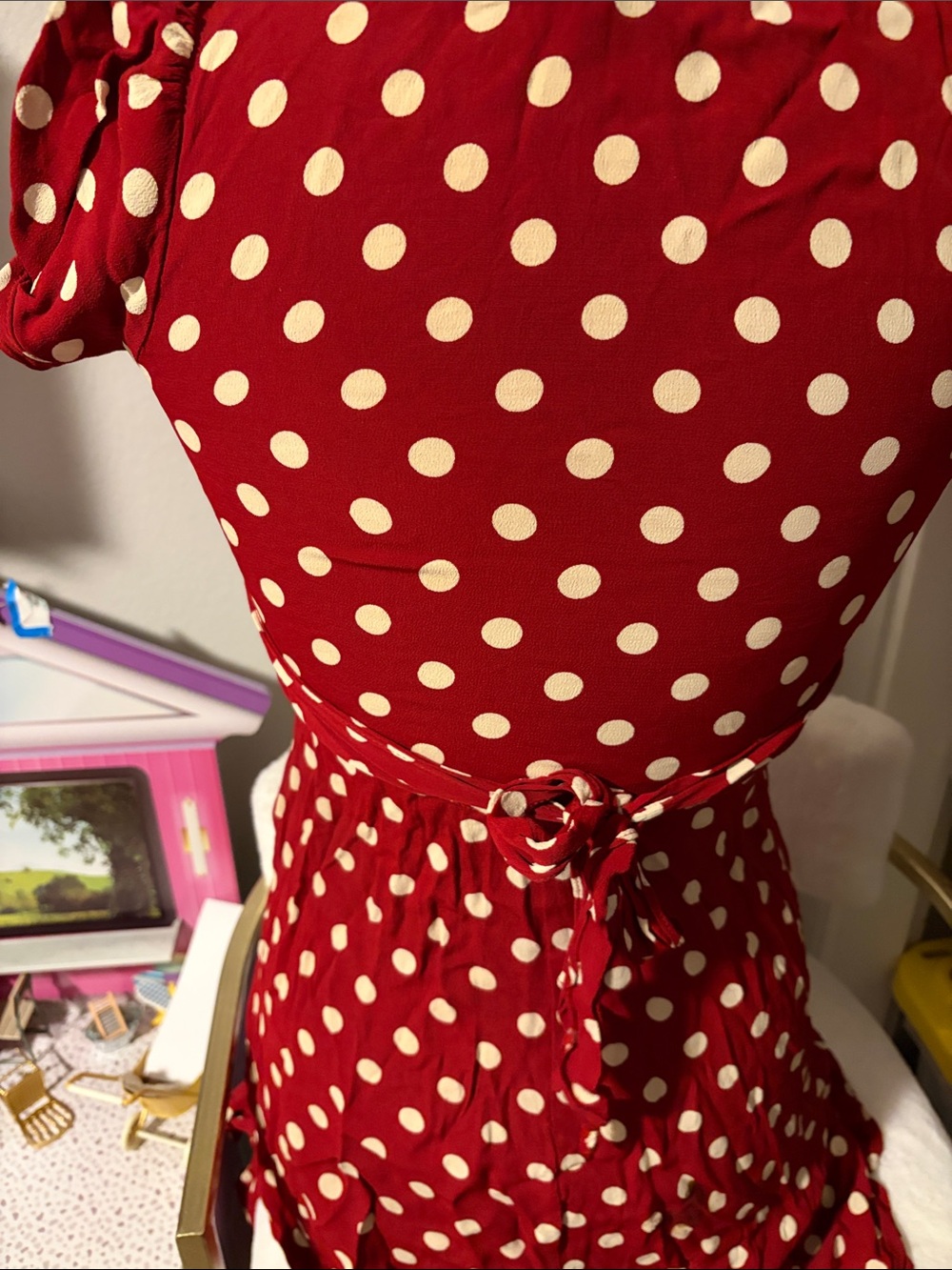 Betsey Johnson Red and White Polka Dot Fit-and-Flare Dress - Picture 5 of 9
